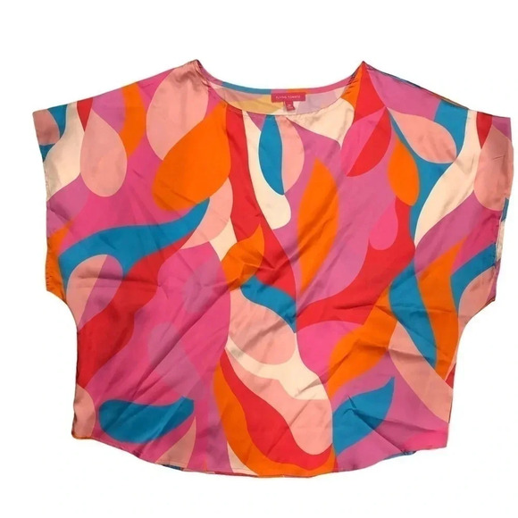 Flying Tomato Womens Medium Blouse Top Multicolor Pink, Blue, Orange Polyester - Picture 1 of 4